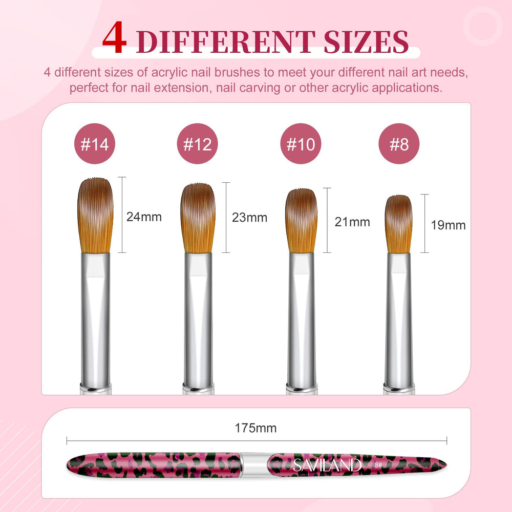 SAVILAND high-density synthetic bristles deliver smooth, streak-free acrylic results.