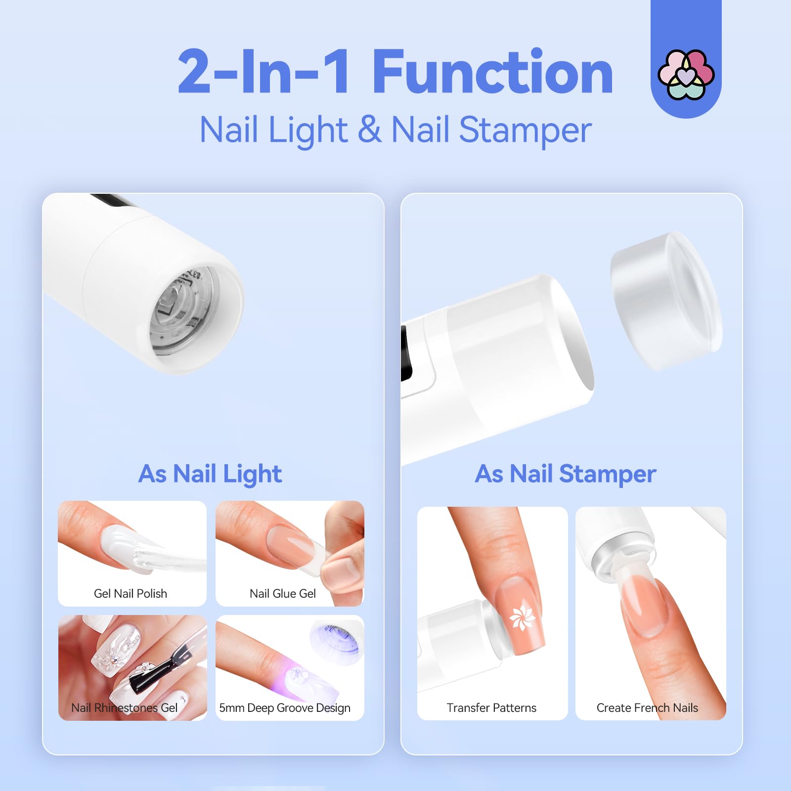 SAVILAND White 9W LED Nail Light USB Type-C charging for easy power on the go
