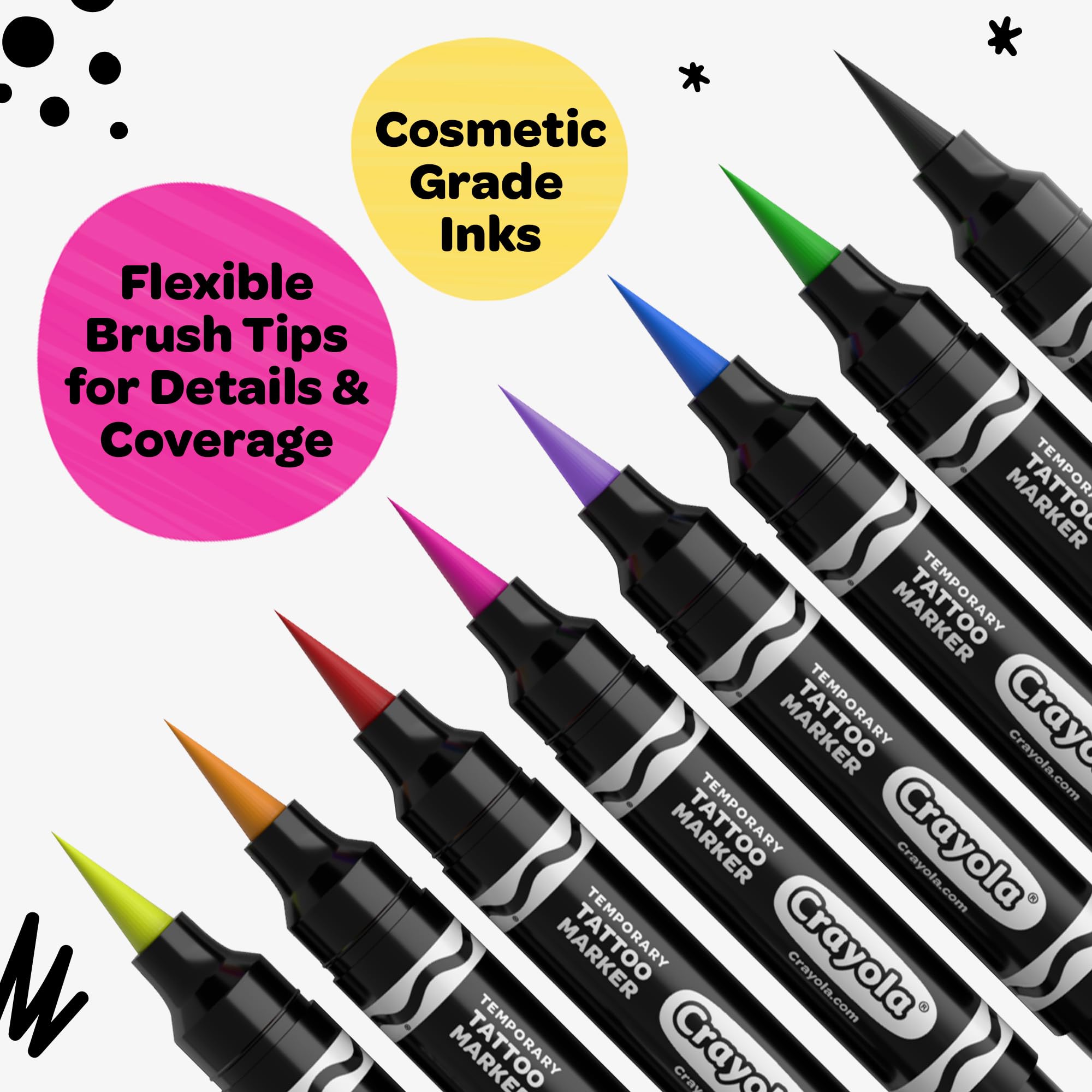 Savvi Crayola 8ct tattoo markers washable removal after playtime.