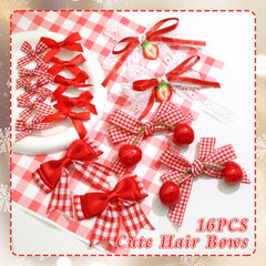 SAWINDA strawberry-cherry-bow-clip strawberry-pendant accent enhances cute daily looks