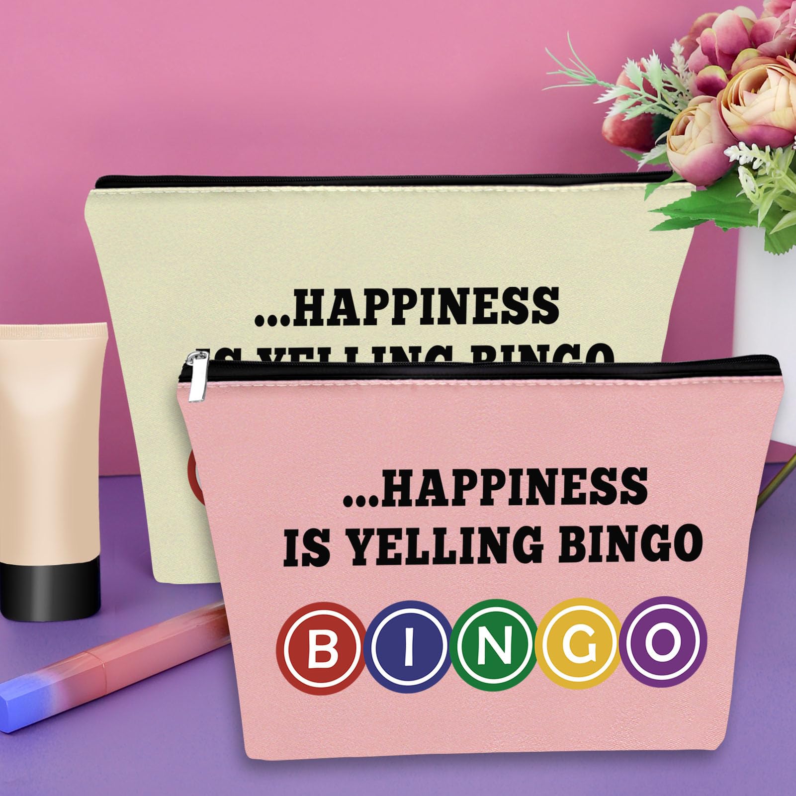 Sazuwu bingo gifts makeup bag spacious interior for organizers of makeup and accessories.