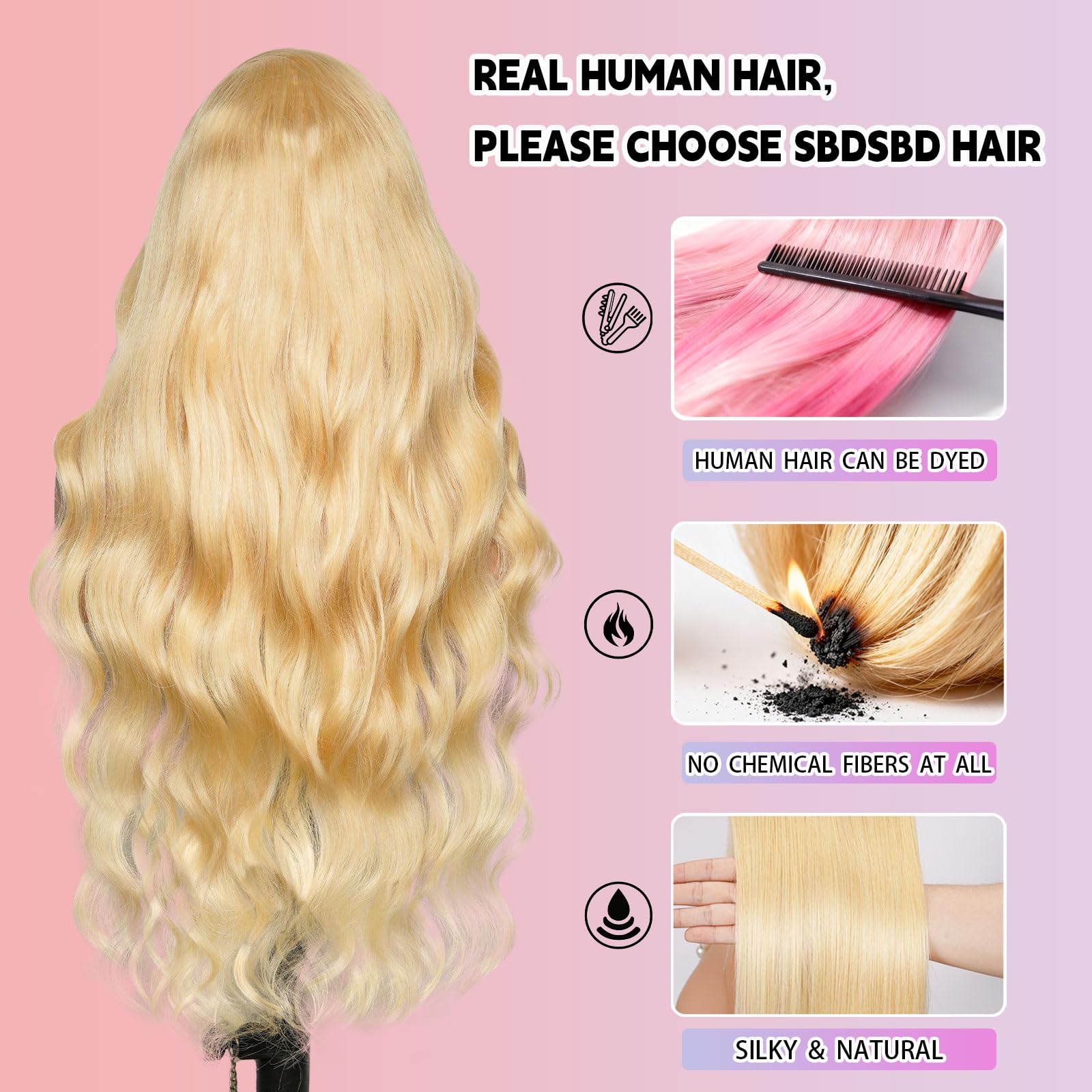 SBDSBD 200-density blonde wig offers full volume and a natural silhouette