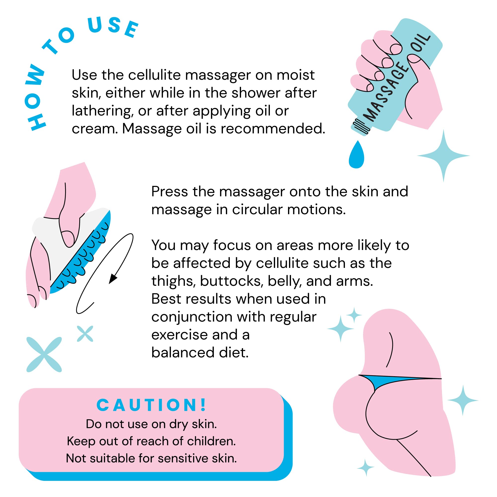 Scala silicone anti-cellulite massager used with oil for best cellulite cream application.