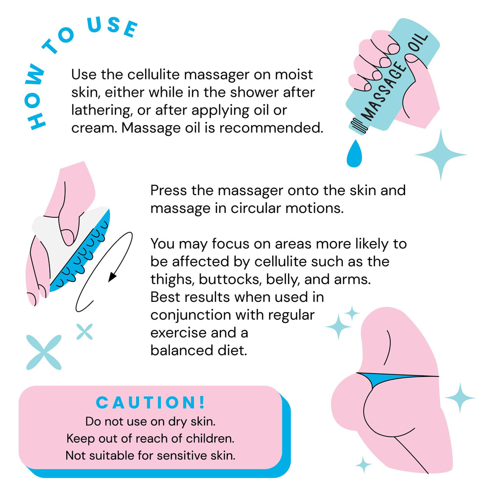 Scala silicone anti-cellulite massager used with oil for best cellulite cream application.