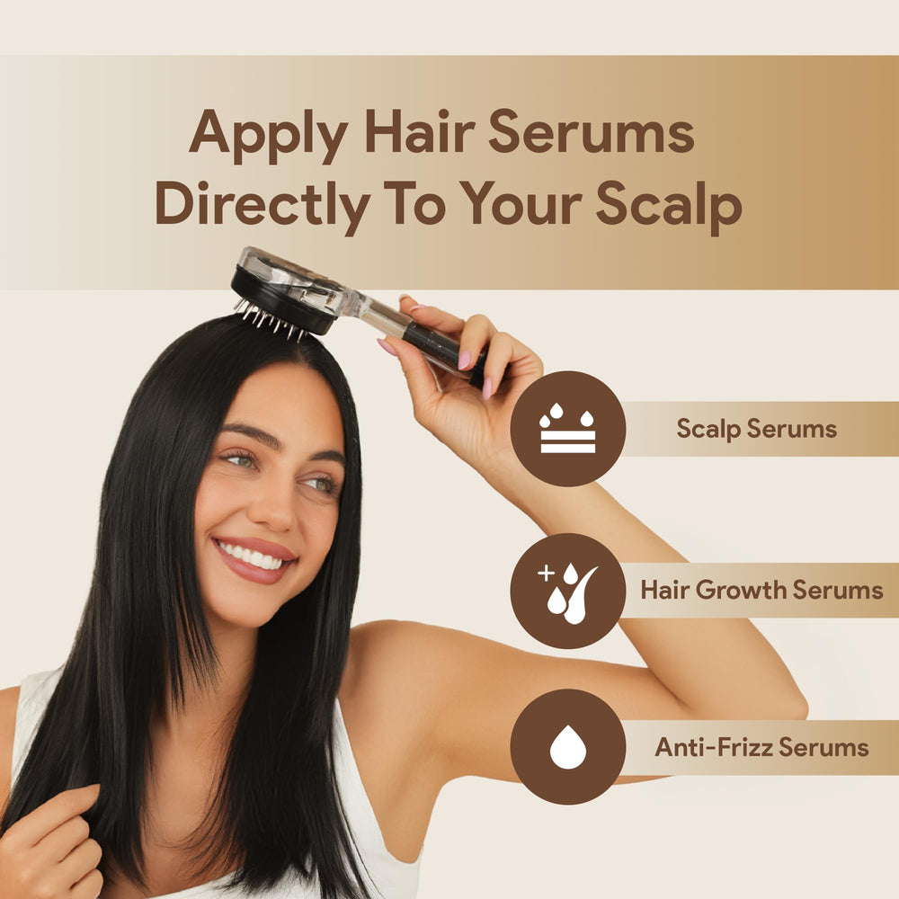 Scalp Direct bristle dispense action demonstrates controlled serum delivery without spills.
