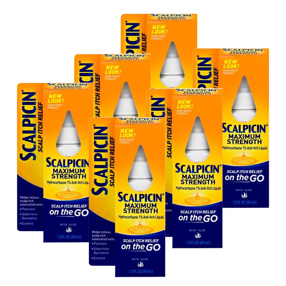 Scalpicin scalp itch relief bottles in a six-pack for quick relief anywhere.