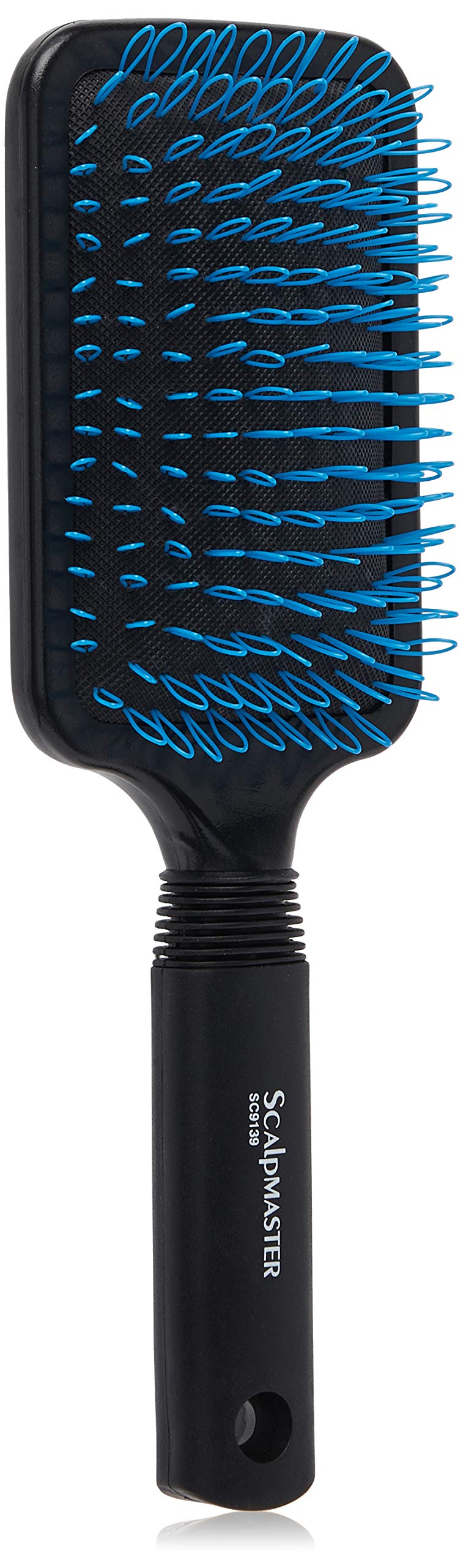 Scalpmaster hair extension cushion paddle brush with loop bristles for gentle detangling of extensions.