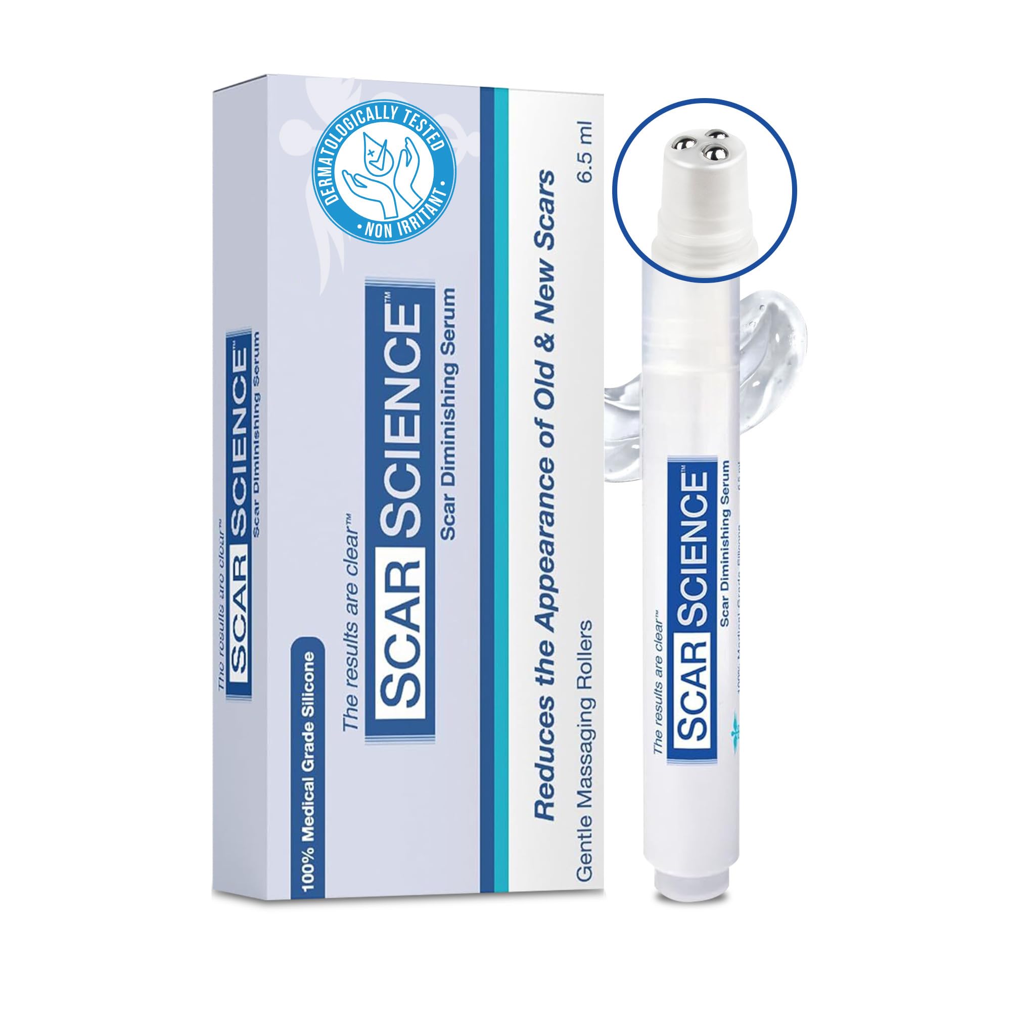 ScarScience gel para cicatrices rodillo tri: masaje suave y eficaz.
