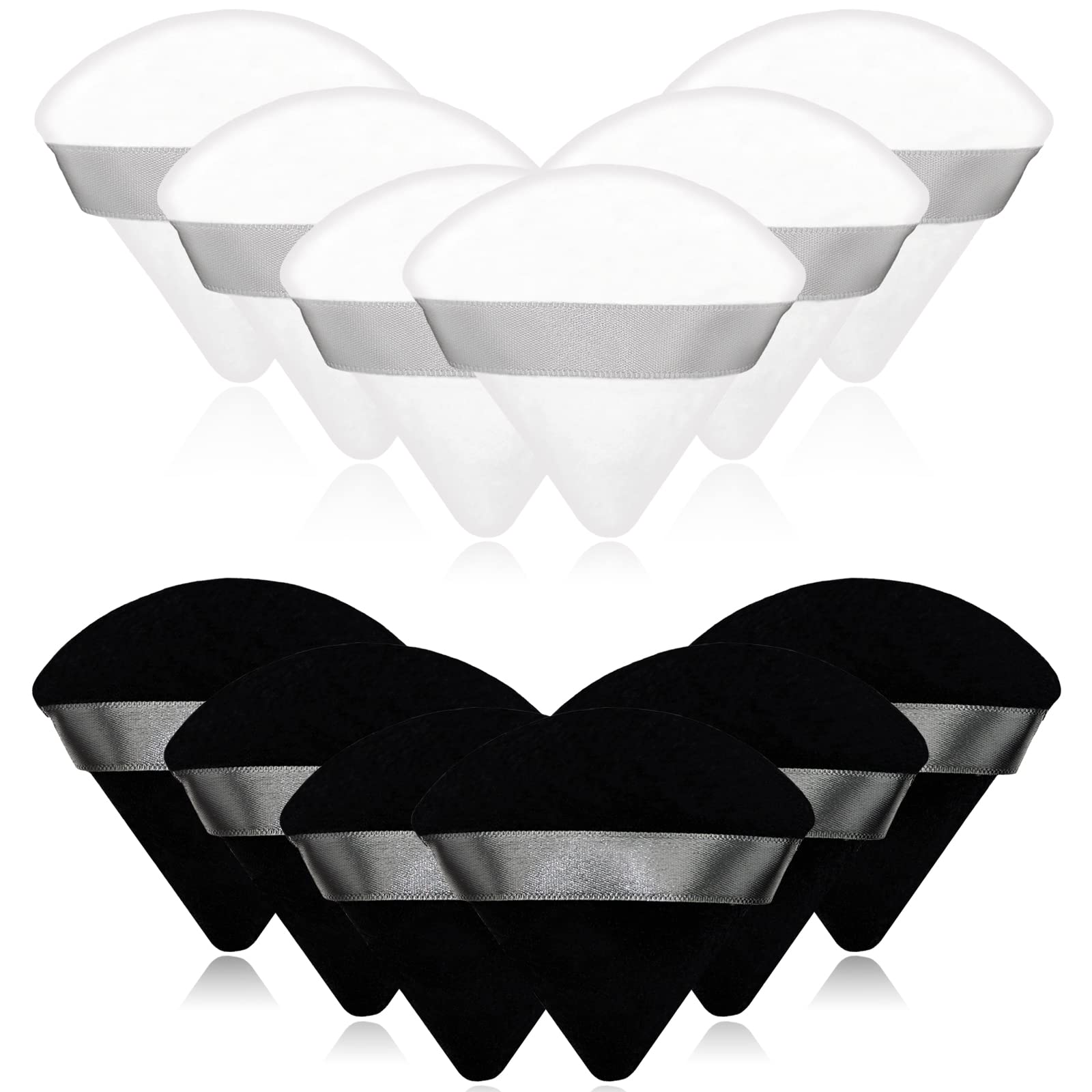 Scartink triangle powder puff 12pc black white collection for even powder application.