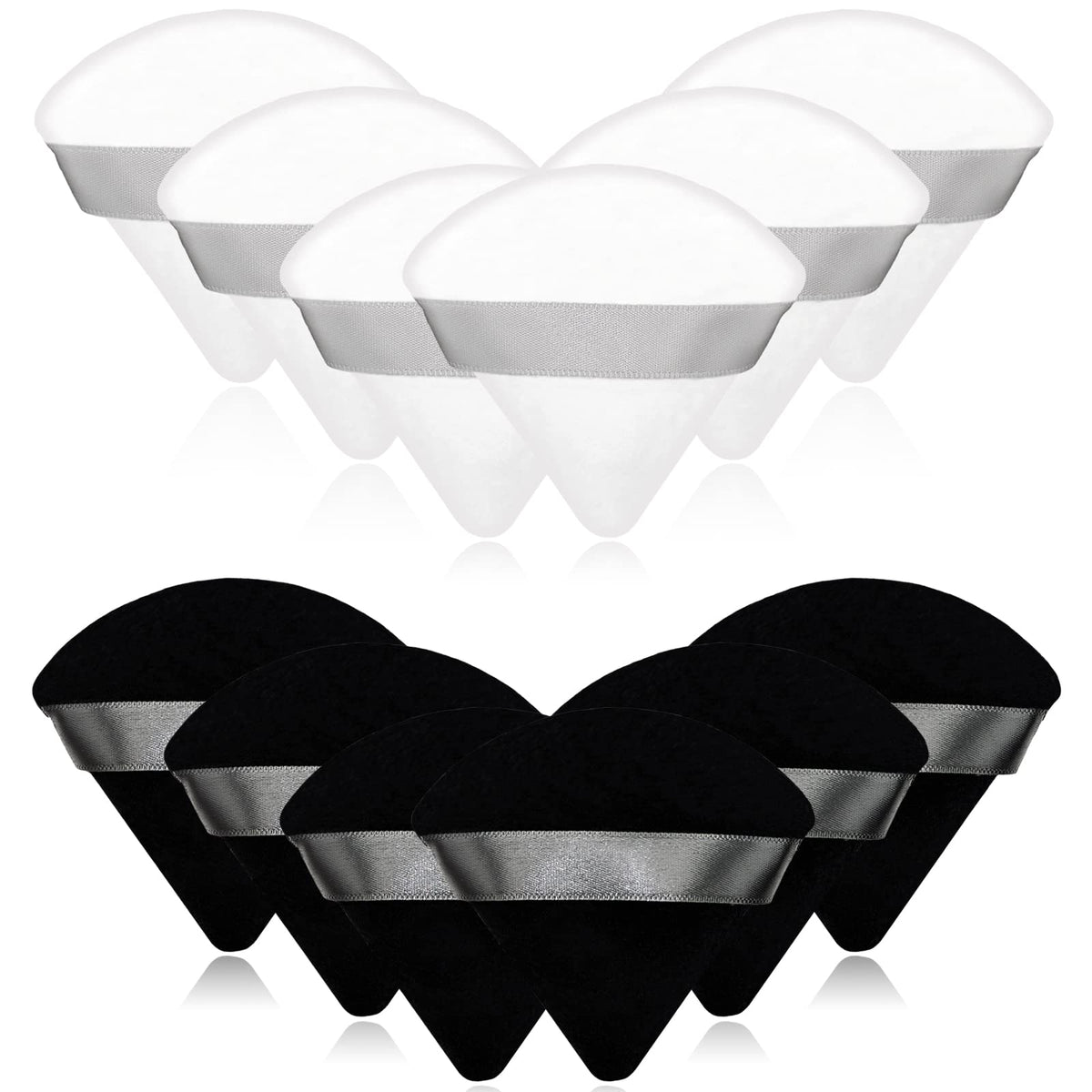 Scartink triangle powder puff 12pc black white collection for even powder application.