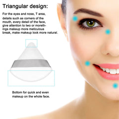 Scartink triangle powder puff ergonomic band grip improves control during makeup application.