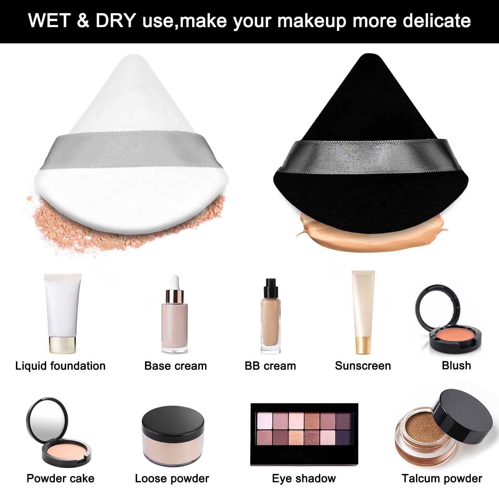 Scartink triangle powder puff works with wet and dry formulas for versatile use.