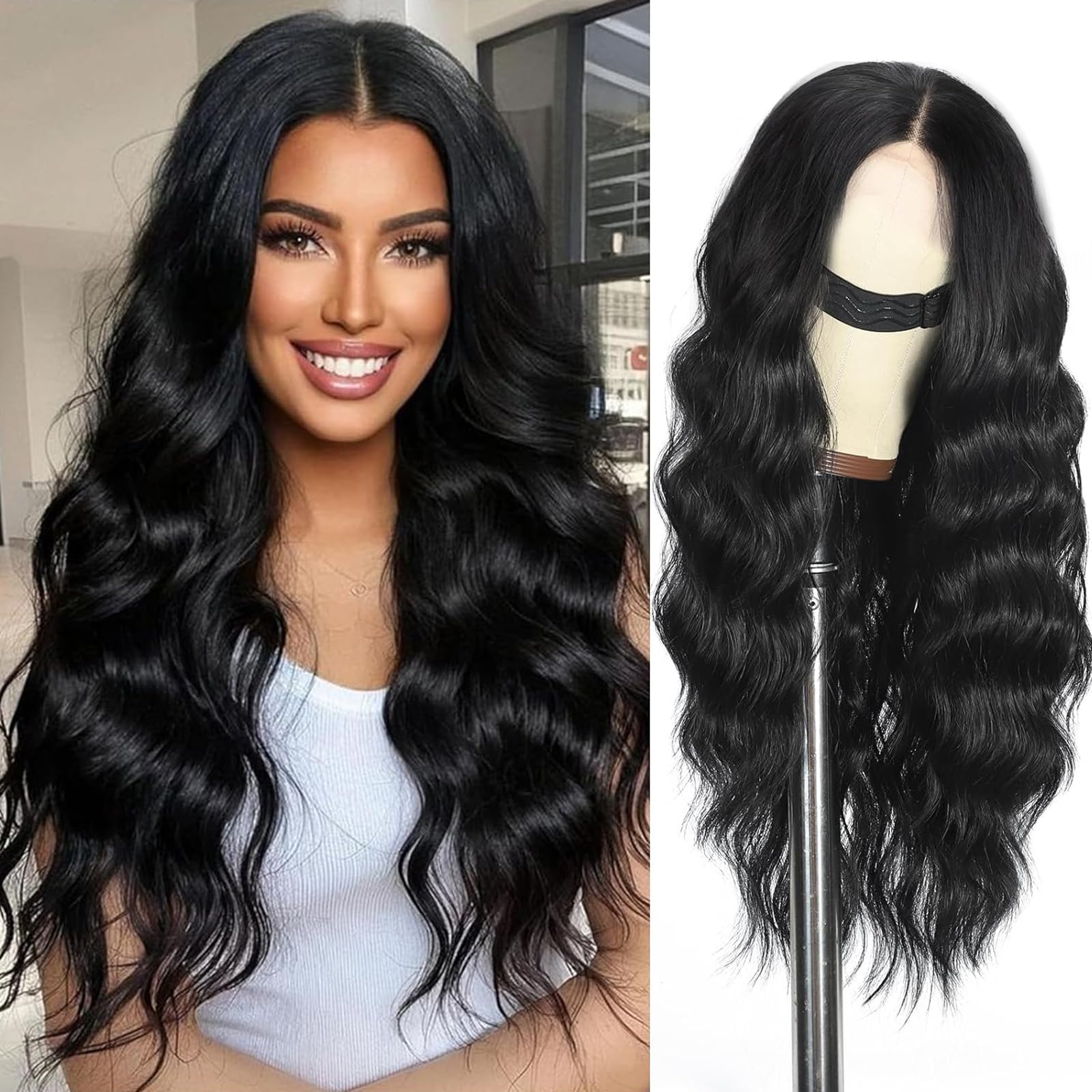 SCENTW glueless wig front view with natural hairline and voluminous waves for everyday wear.