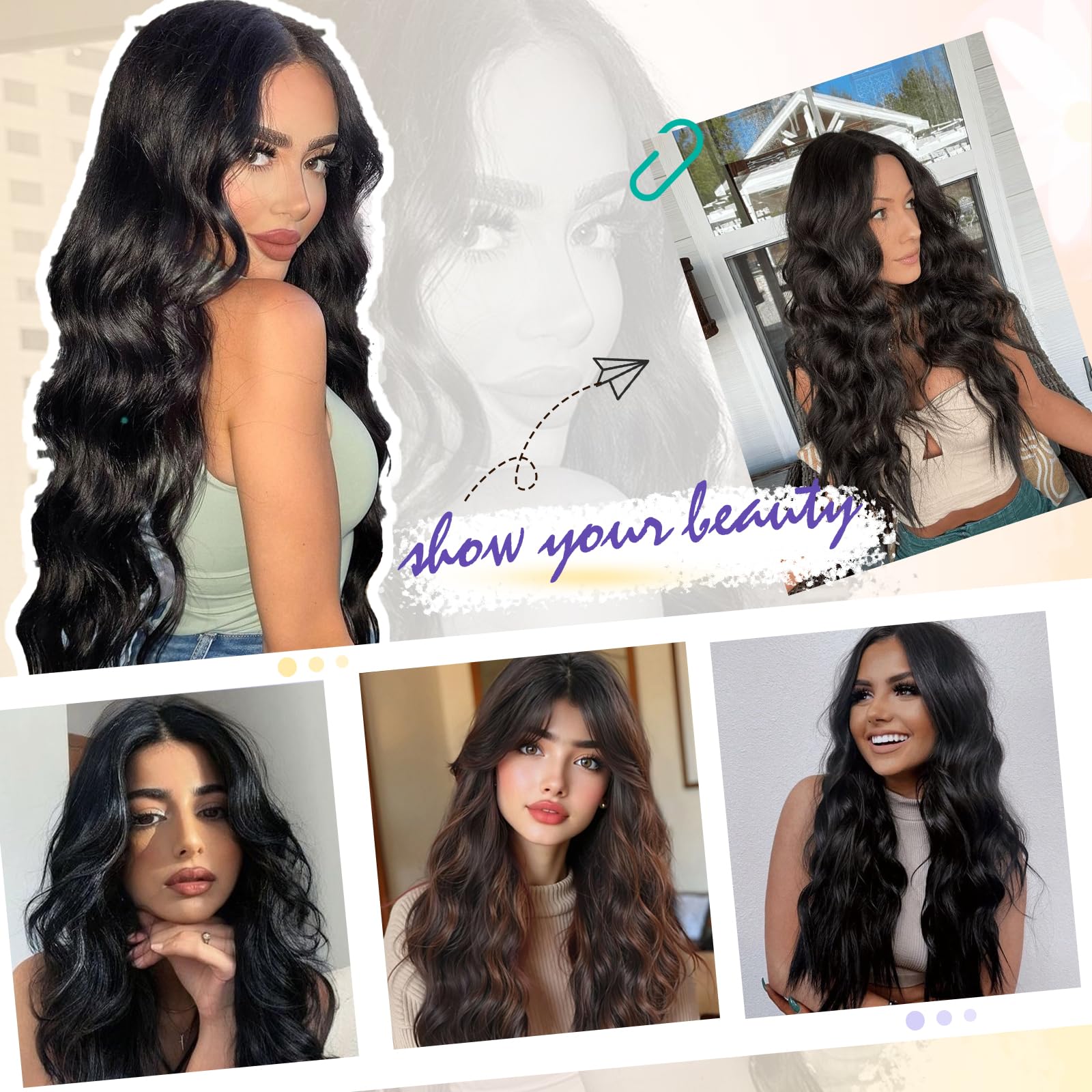 SCENTW long-wavy wig side view highlights graceful movement and bounce.