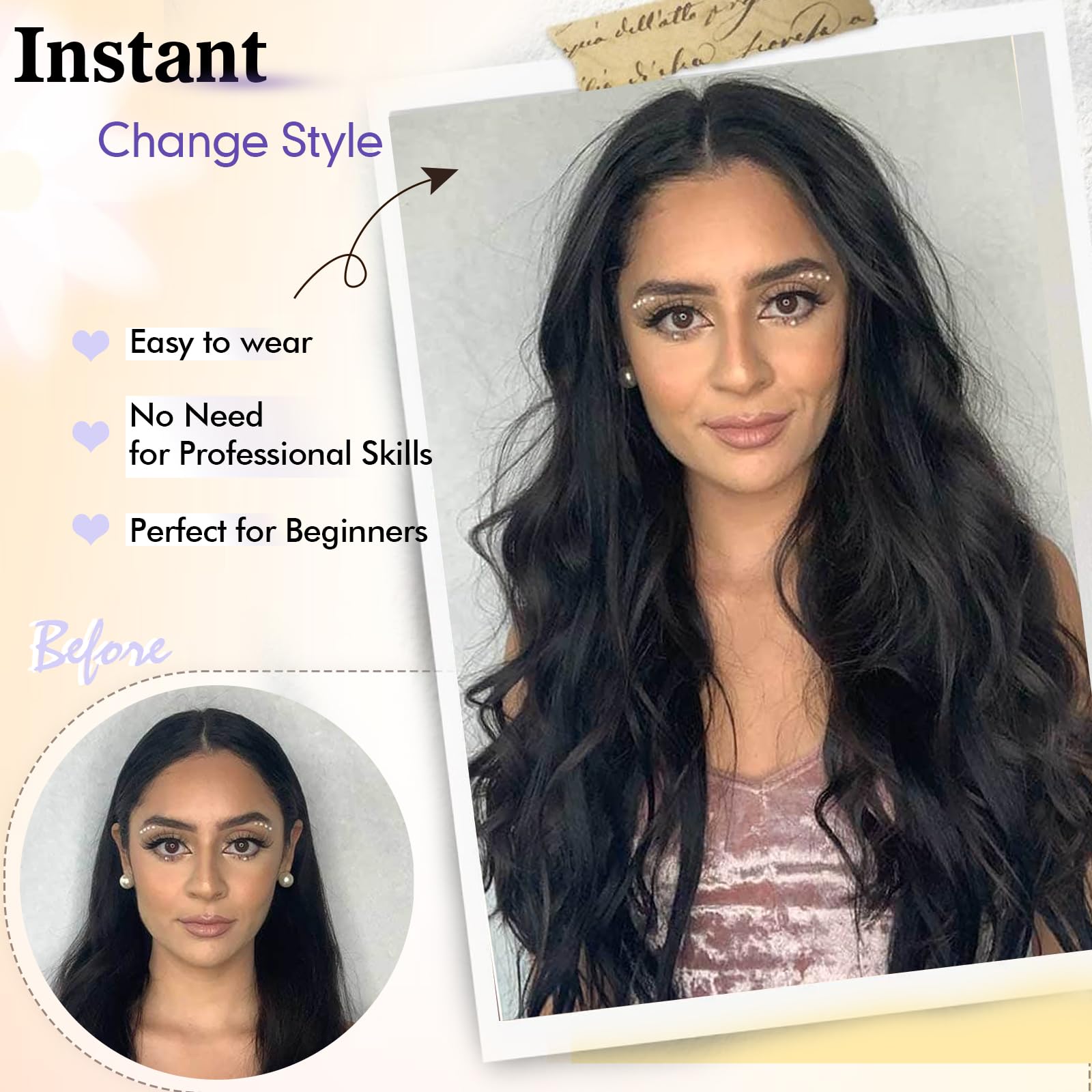 SCENTW middle-part appearance showcases versatile styling options for daily or party looks.