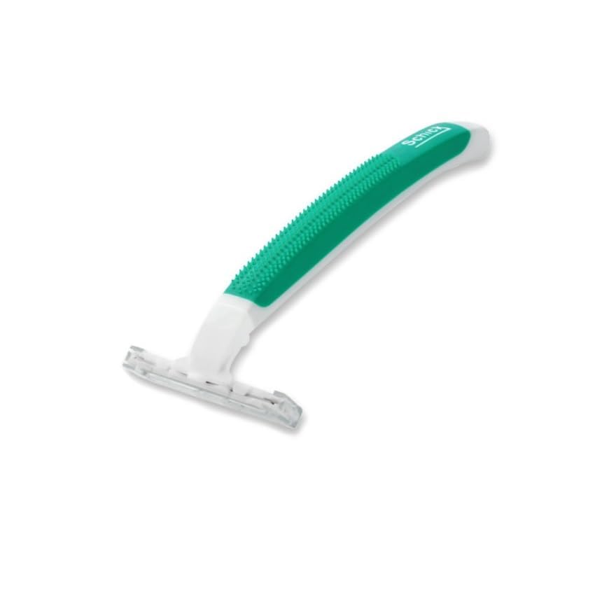 Schick Exacta2 lubrication strip with vitamin E closeup reduces irritation during shave