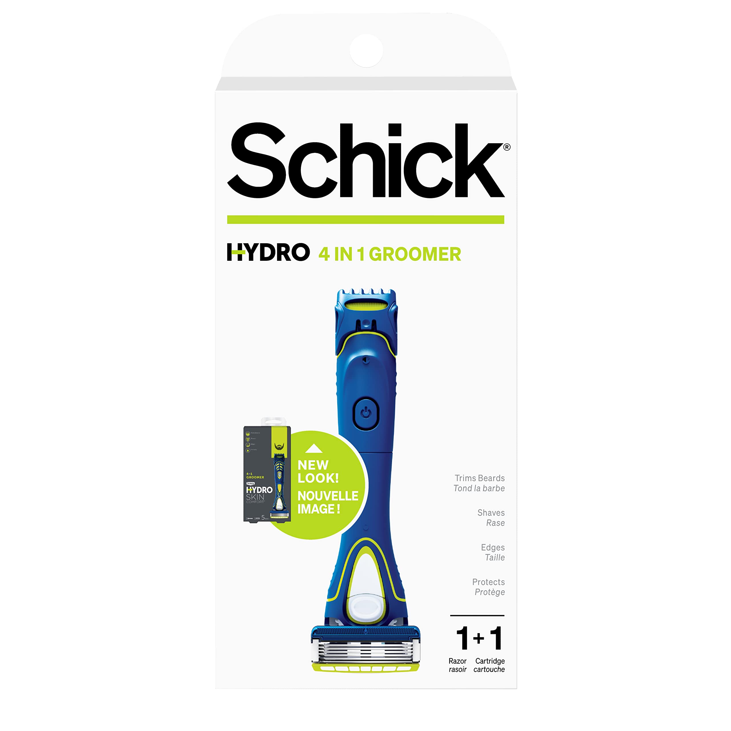 Schick Hydro 5 Groomer main shot — all-in-one tool for shaving, trimming, and edging.