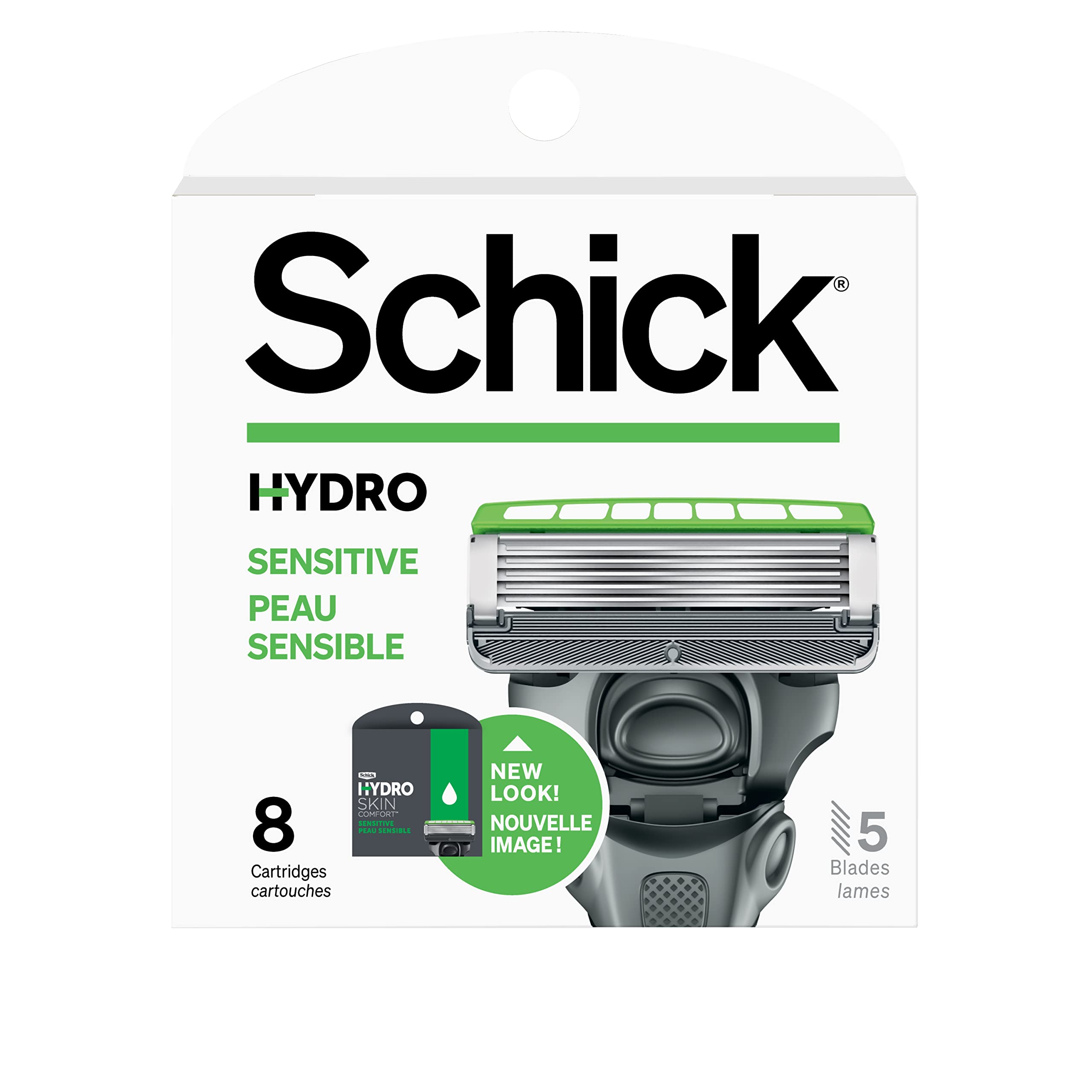 Schick Hydro 5 Sense refills front view for smoother shaves.
