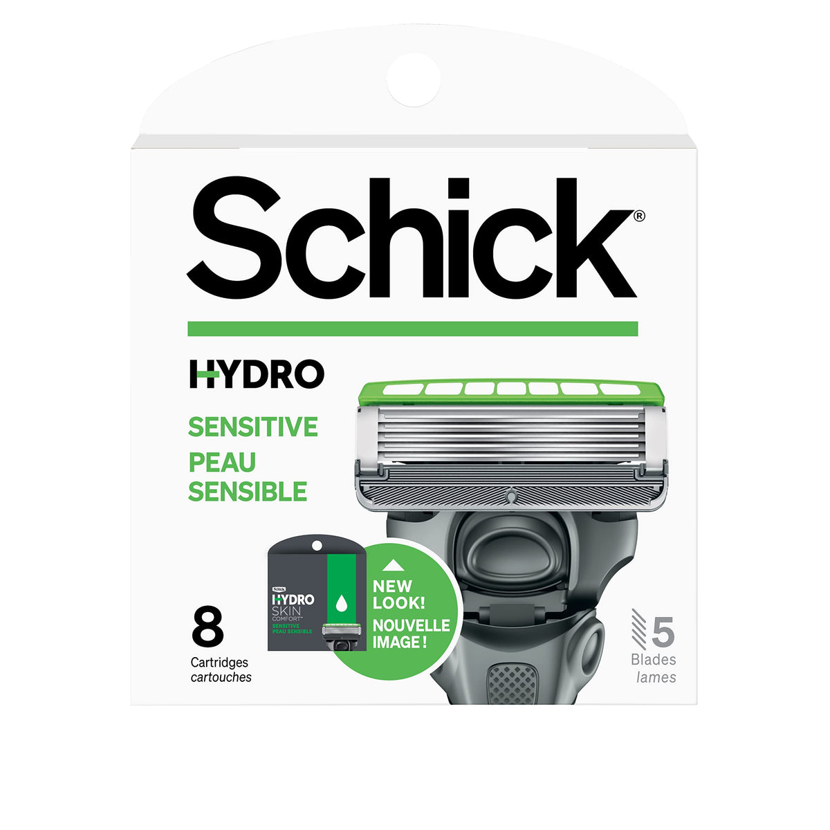 Schick Hydro 5 Sense refills front view for smoother shaves.