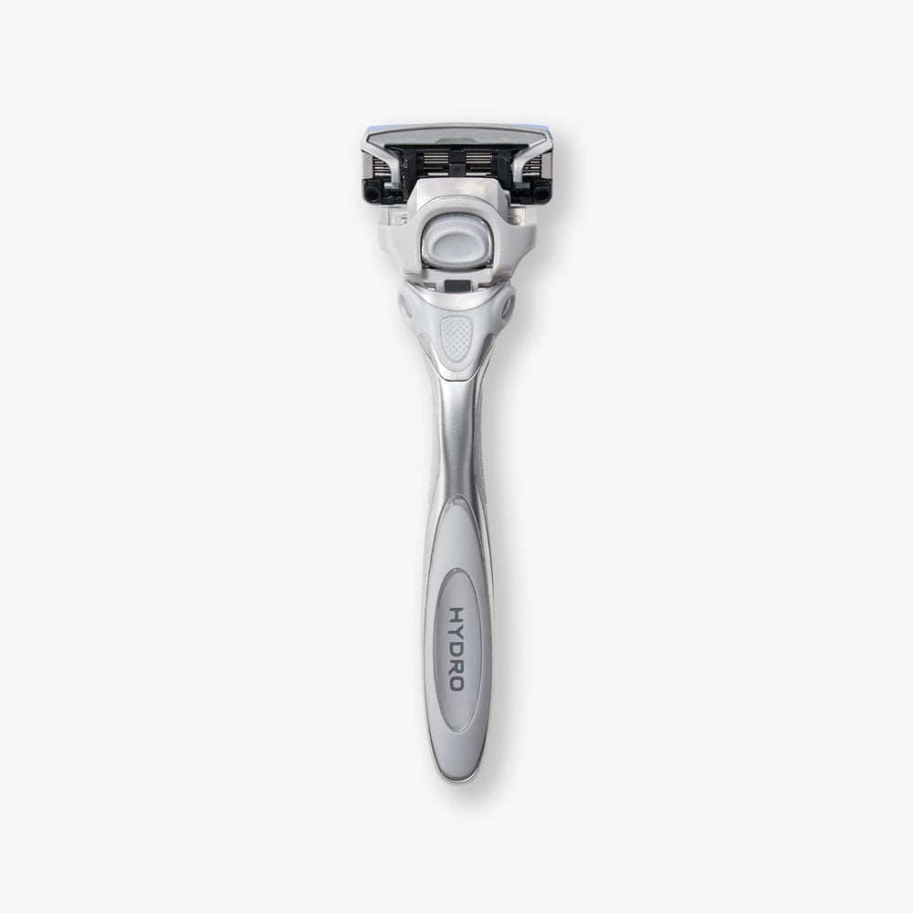 Schick Hydro Dry Skin Razor image illustrating up to 18 shaves per cartridge.
