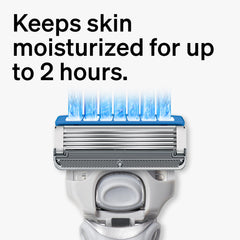 Schick Hydro Dry Skin refills with Flip Back Precision Edger for crisp lines.