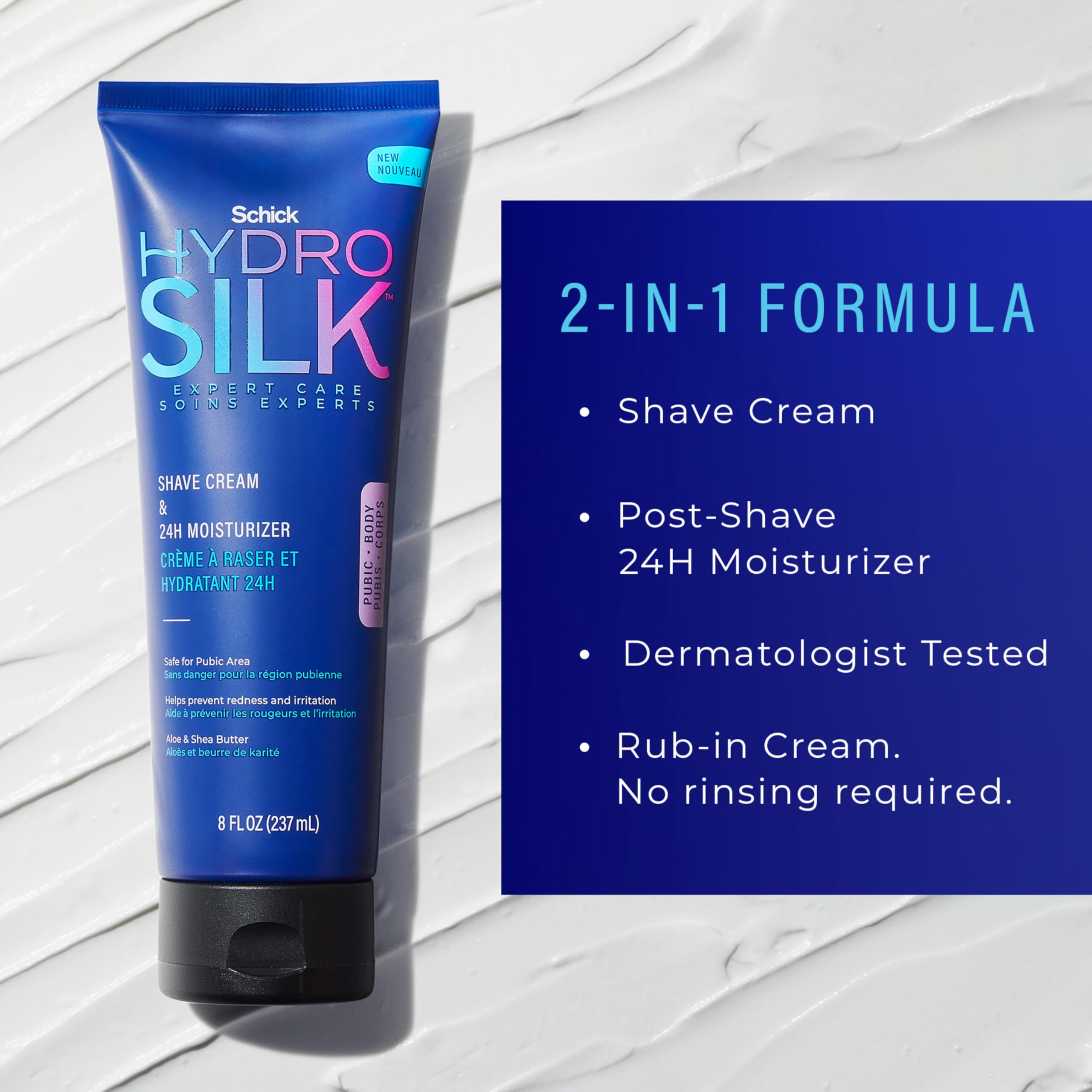 Close-up of bikini-area skin ready to be shaved with Hydro Silk cream