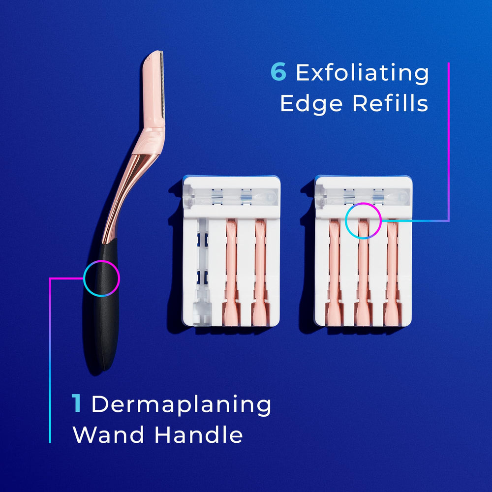 Schick Hydro Silk dermaplaning wand close-up edge detail for precise exfoliation.