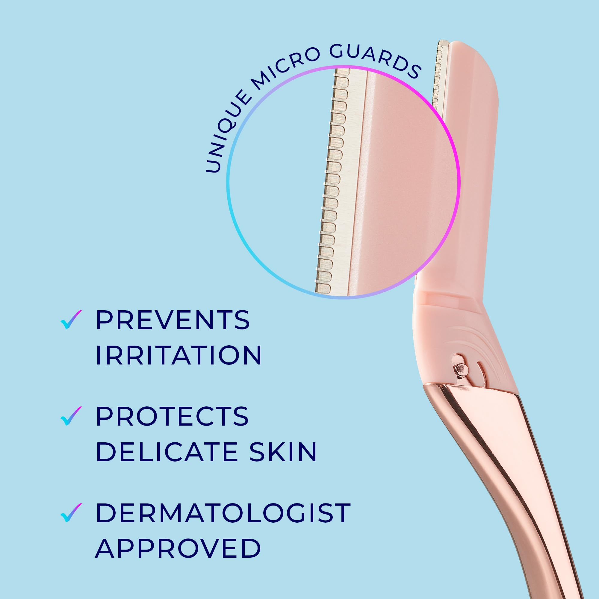 Schick Hydro Silk micro-guards protecting delicate facial skin during dermaplaning.