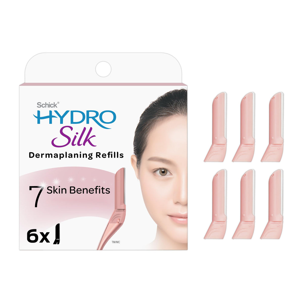 Schick Hydro Silk refill blades — six blades for smoother skin prep