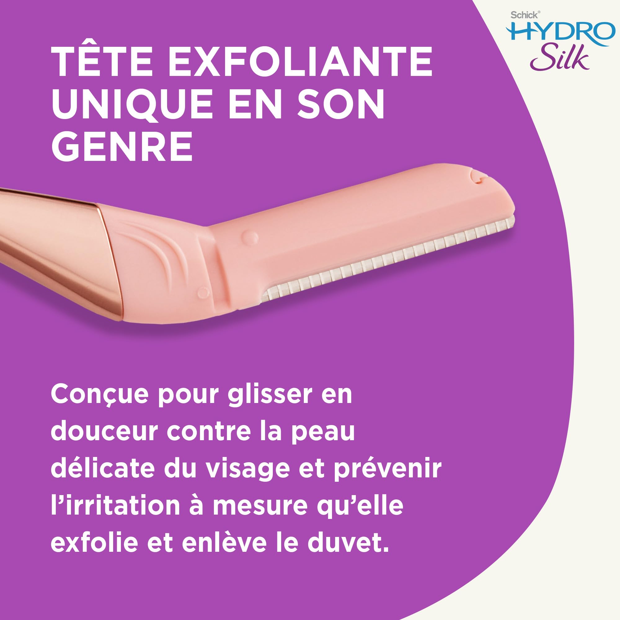 Schick Hydro Silk micro-guards close-up — gentle exfoliation protects delicate skin