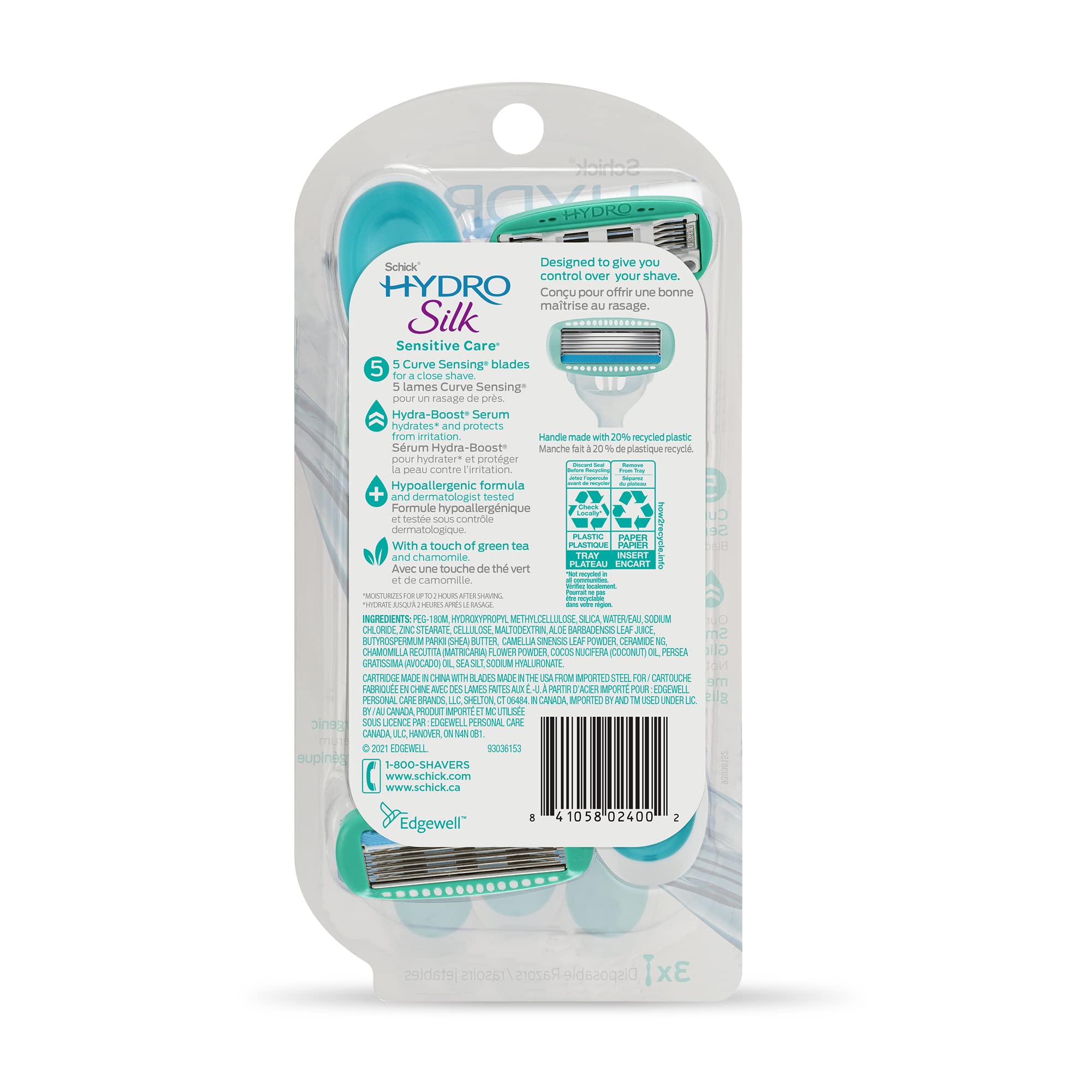 Schick Hydro Silk Sensitive razor pairs with shave cream for enhanced comfort