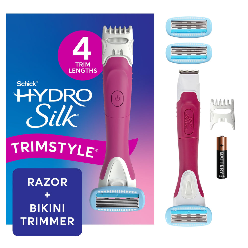Schick Hydro Silk TrimStyle handle shows waterproof design for confident shower use