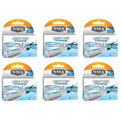 Schick Quattro Titanium razor refill with four blades for a smoother shave.