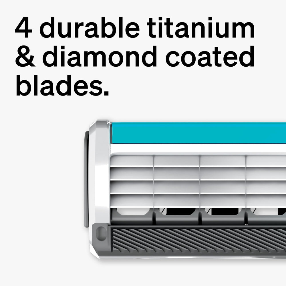 Schick Quattro Titanium refills with Edging Blade for precise lines.