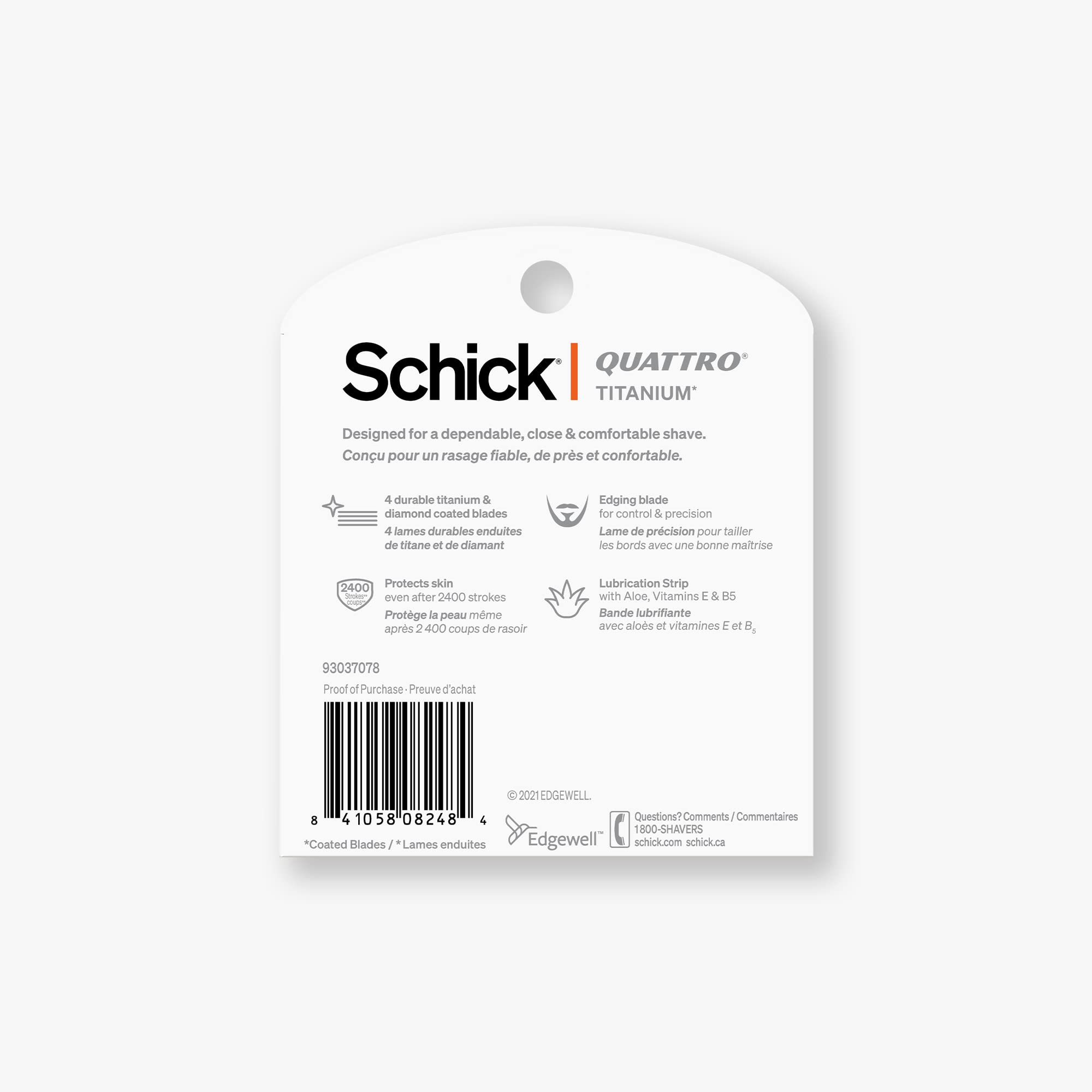 Schick Quattro Titanium refills in-use image suggests reliable daily grooming routine.