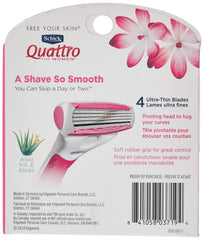 Schick Quattro for Women cartridge with pivoting head for contour shaving