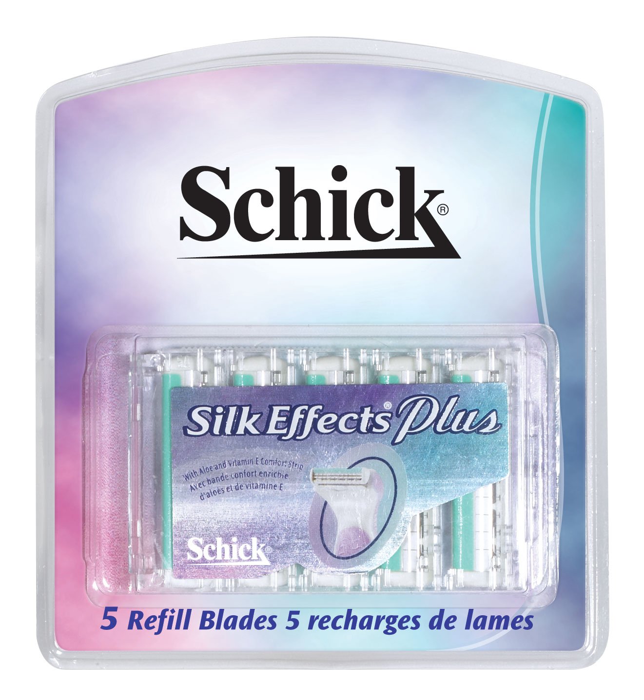 Schick Silk Effects Plus razor refill pack 2x5 for smooth, skin-friendly shaves with micro-thin safety wires.