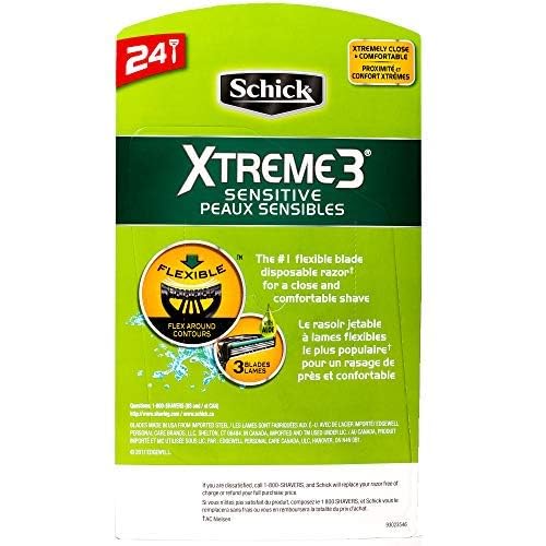 Schick Xtreme 3 Sensitive razor head detail emphasizing smooth glide on sensitive skin