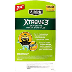 Schick Xtreme 3 Sensitive razor head detail emphasizing smooth glide on sensitive skin