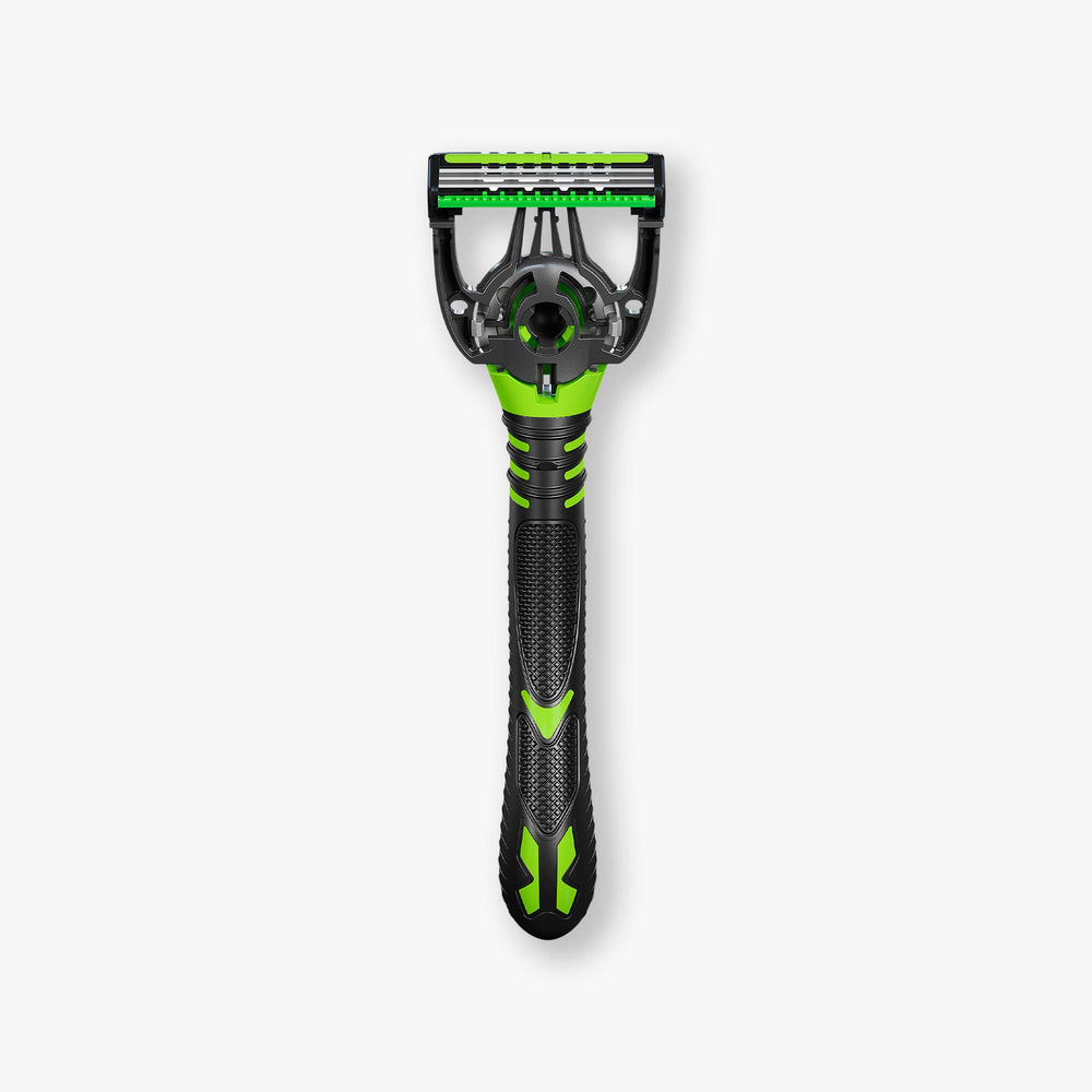 Schick Xtreme Pivot Ball Razor close shave with straight edge guidance visualization.