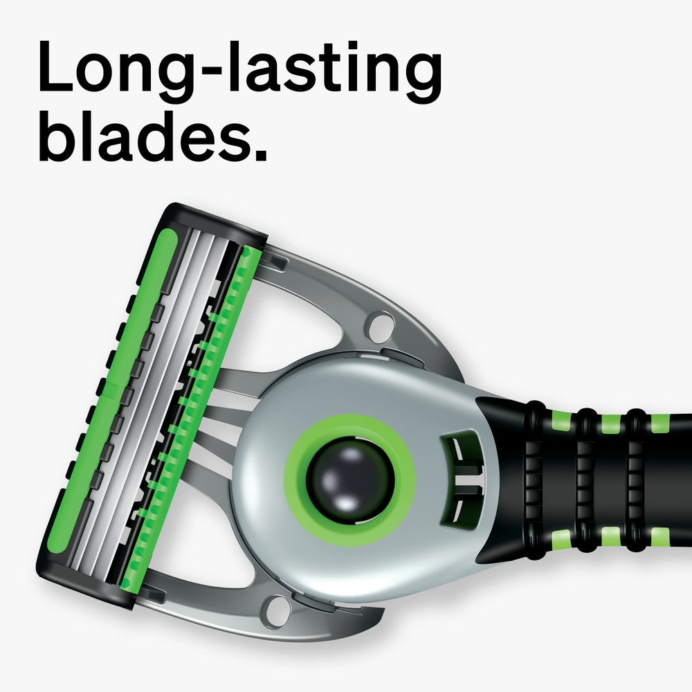 Schick Xtreme Pivot Ball Razor recyclable handle and packaging highlighting eco-friendly materials.
