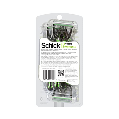 Schick Xtreme Pivot Ball Razor ergonomic handle for secure, non-slip control.