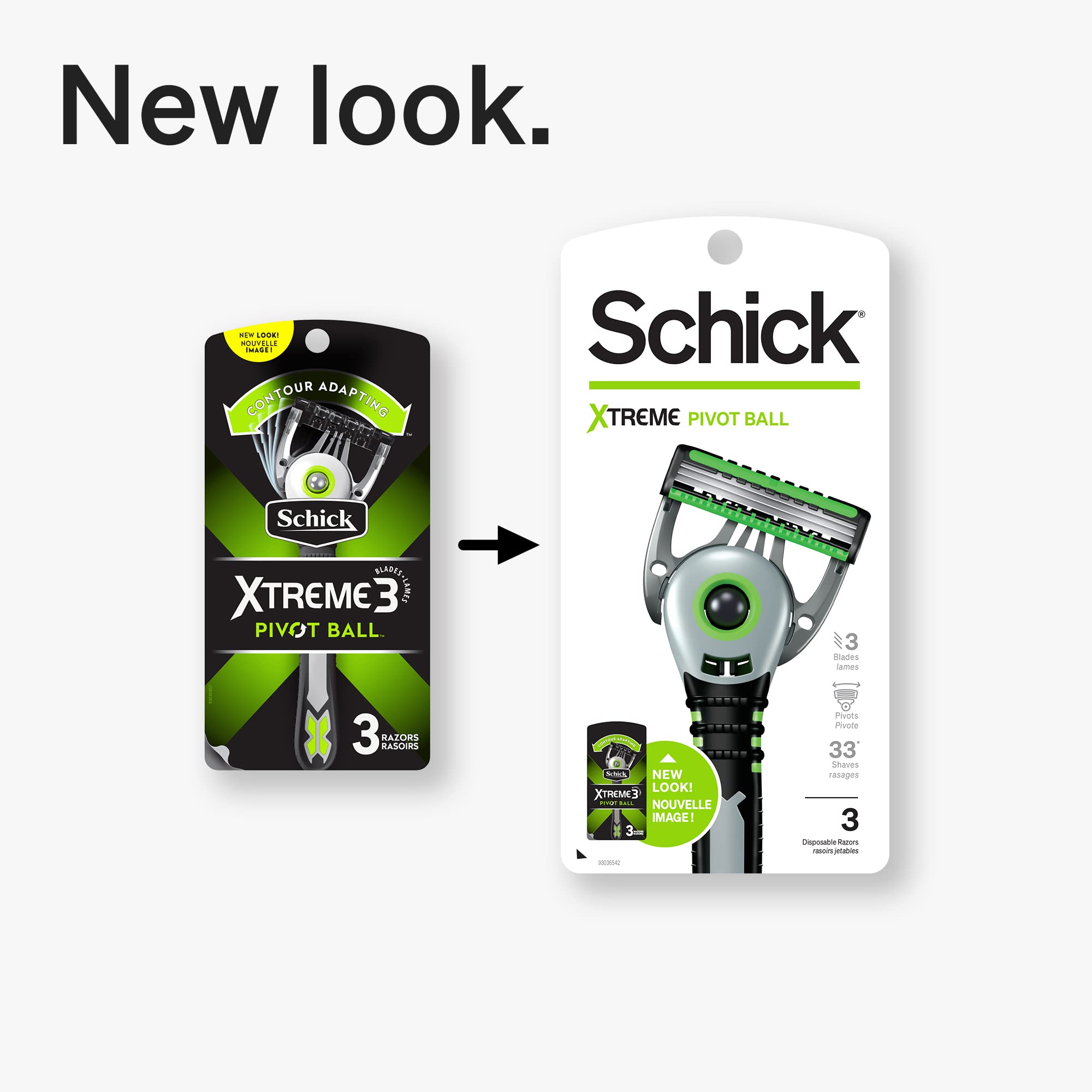 Schick Xtreme Pivot Ball Razor pivot ball feature flexing to follow facial contours.