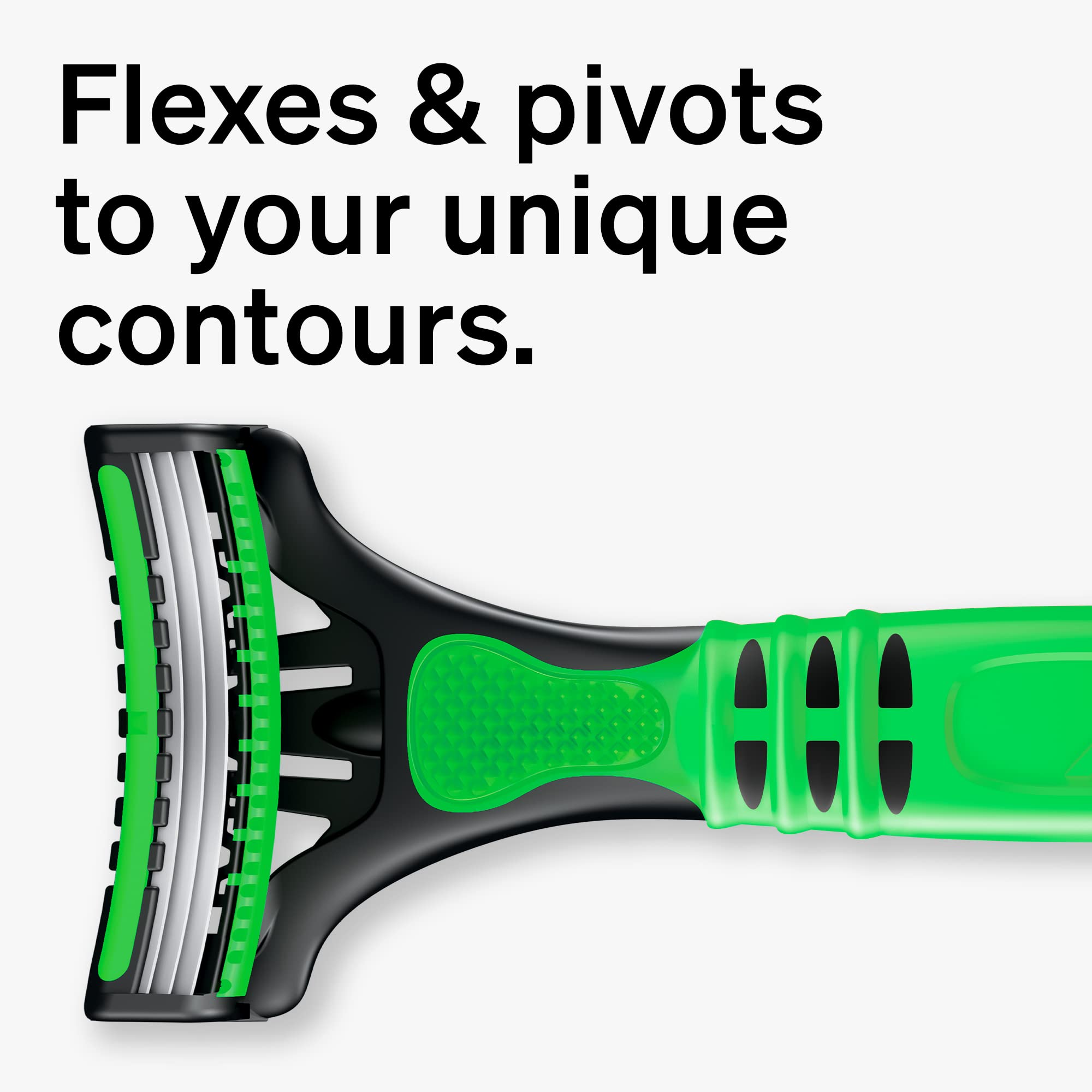 Schick Xtreme3 flexible-blades adapt to facial contours for close, comfortable shaving.