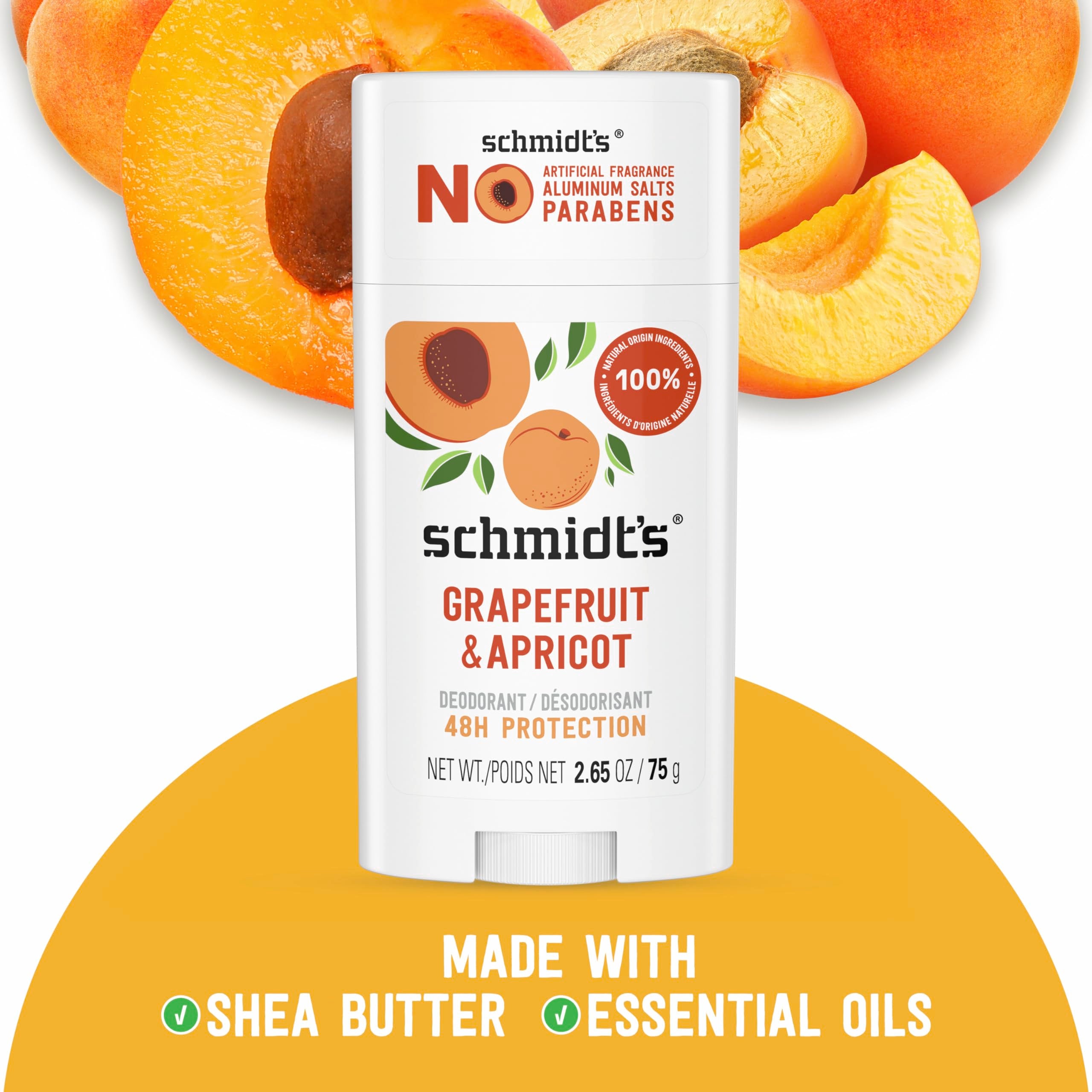 Schmidt's Grapefruit & Apricot ingredients magnesium highlight plant-based formula.
