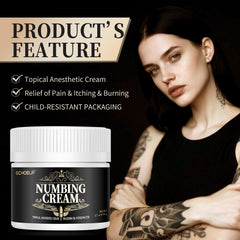 SCHOELIF Numbing Cream being applied on skin demonstrates quick, temporary relief during routine care.