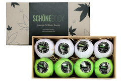 Schone Body 8-pack bath bombs on box front for a spa-like soak