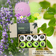 Schone Body lavender bath bombs close-up with calming aroma