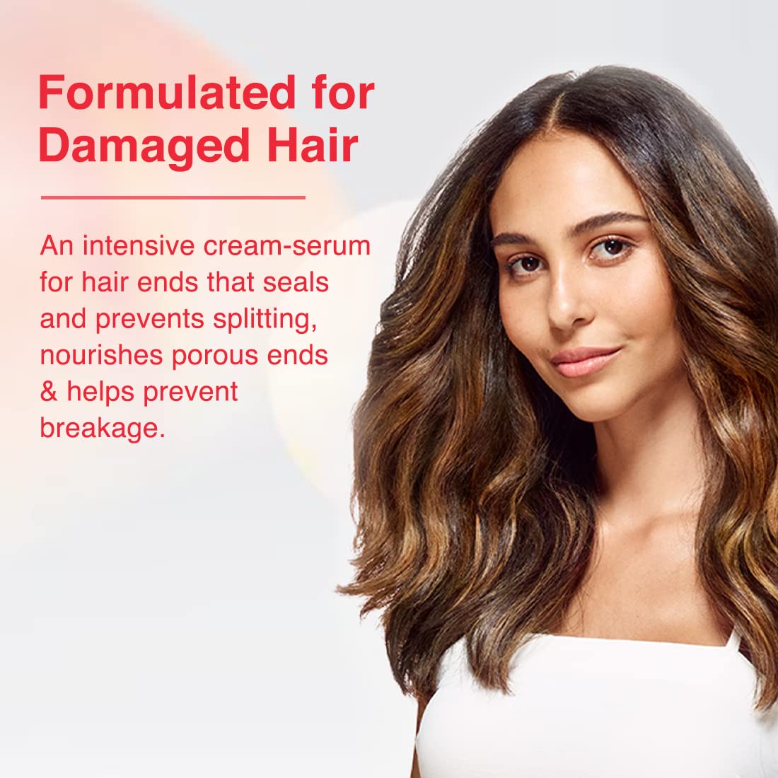 Schwarzkopf BC Bonacure Peptide Repair Rescue Sealed Ends close-up shows glossy, conditioned ends.