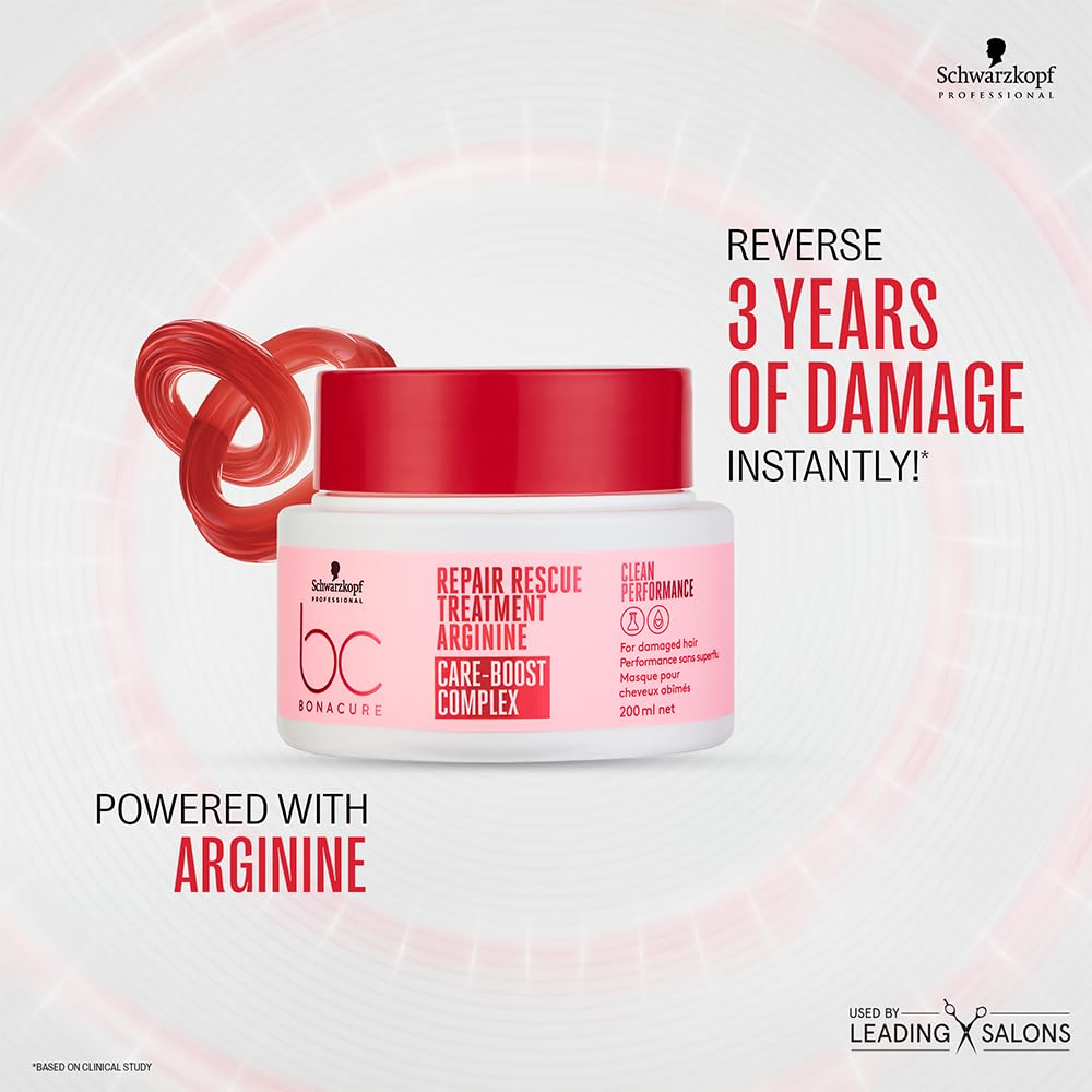 Schwarzkopf BC Peptide Repair Rescue Treatment application swatch shows creamy texture.